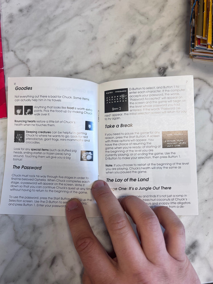 Chuck Rock Sega Game Gear MANUAL ONLY MO82625