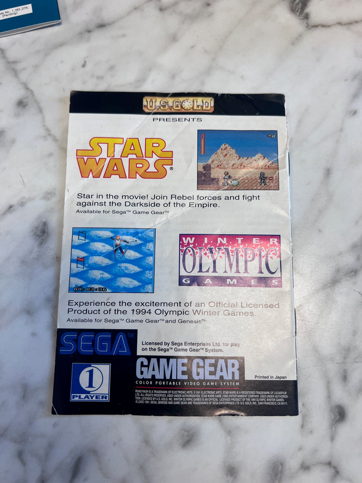 Road Rash Sega Game Gear MANUAL ONLY MO82625