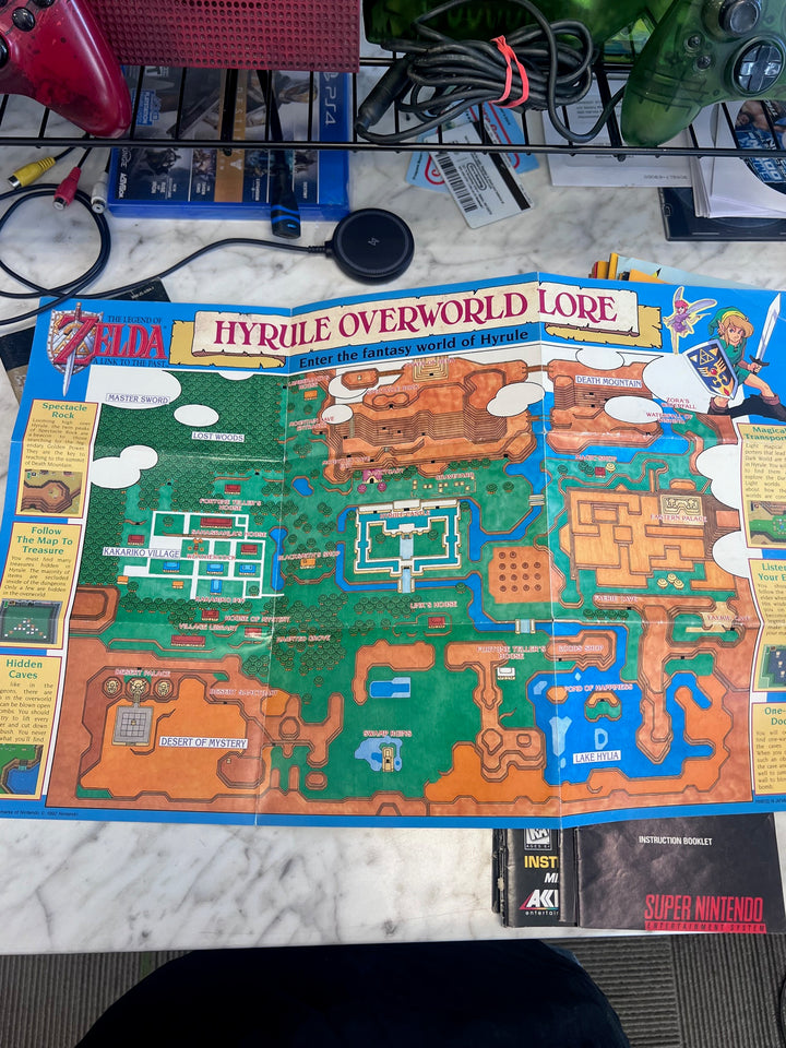 Legend of Zelda A Link to the Past SNES Super Nintendo MANUAL & MAP ONLY MO82625