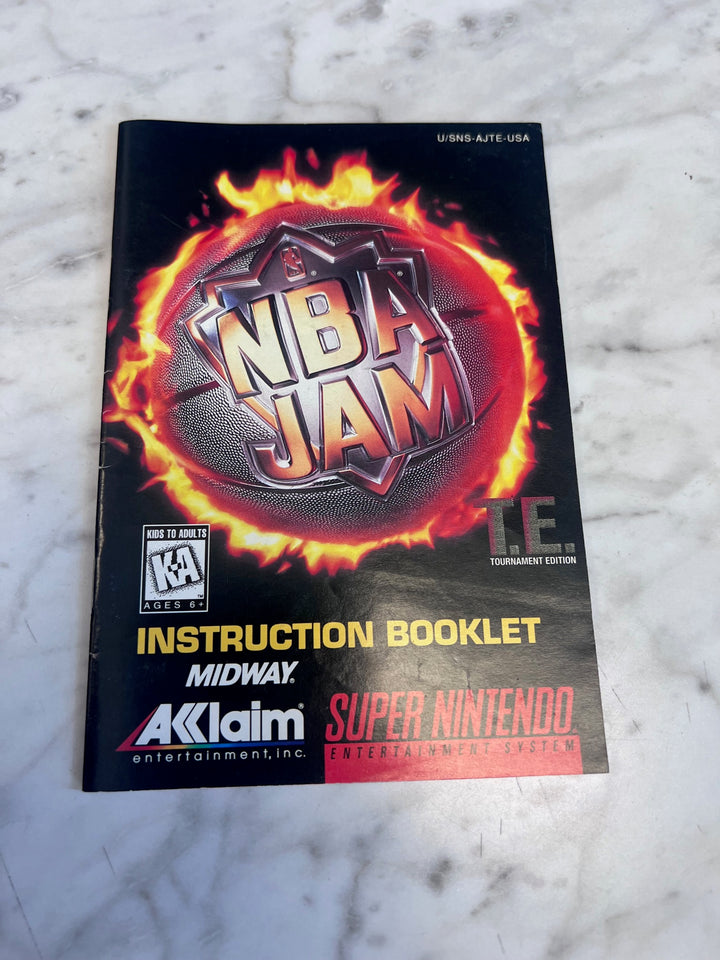 NBA Jam T.E. Tournament Edition SNES Super Nintendo MANUAL ONLY MO82625