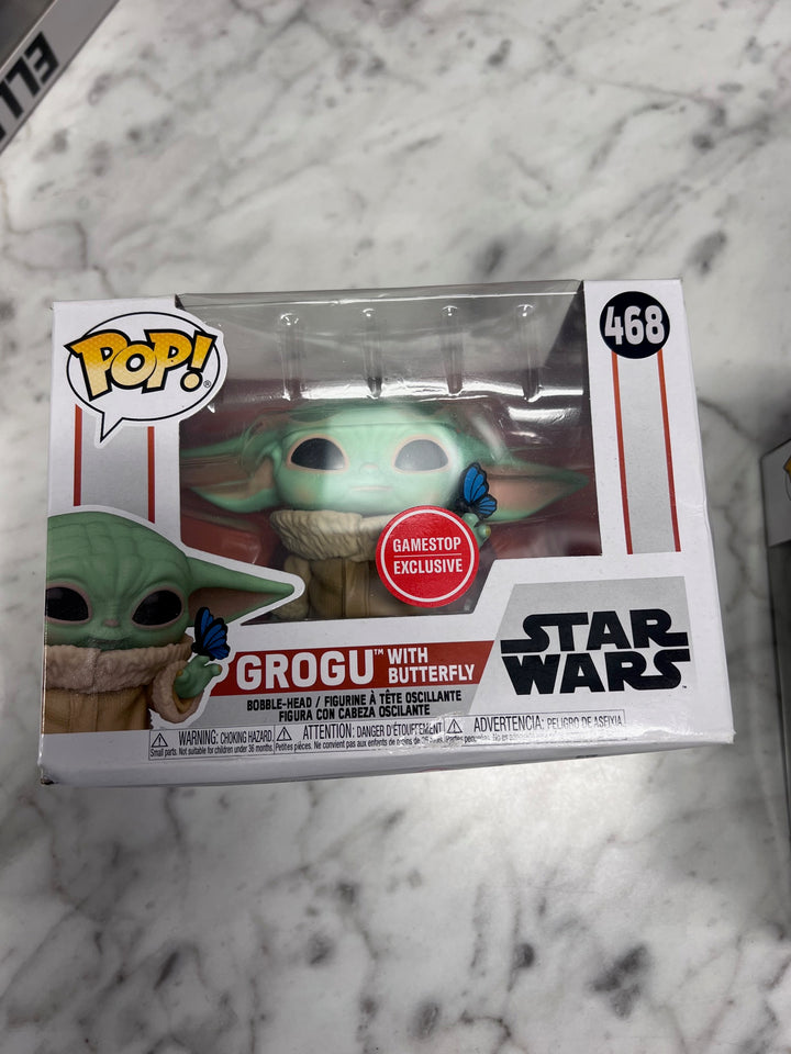 Funko Pop! Grogu with Butterfly #468 Star Wars Squished Corner FP121025
