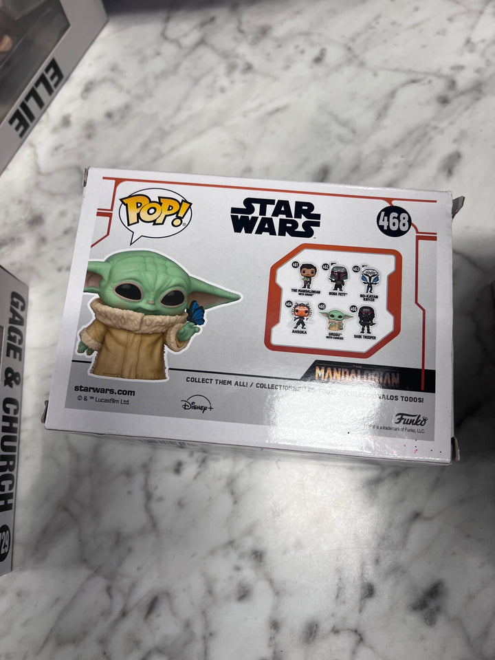 Funko Pop! Grogu with Butterfly #468 Star Wars Squished Corner FP121025
