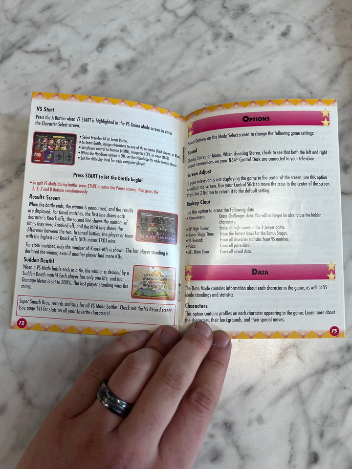Super Smash Bros USA Nintendo 64 N64 MANUAL ONLY MO82625