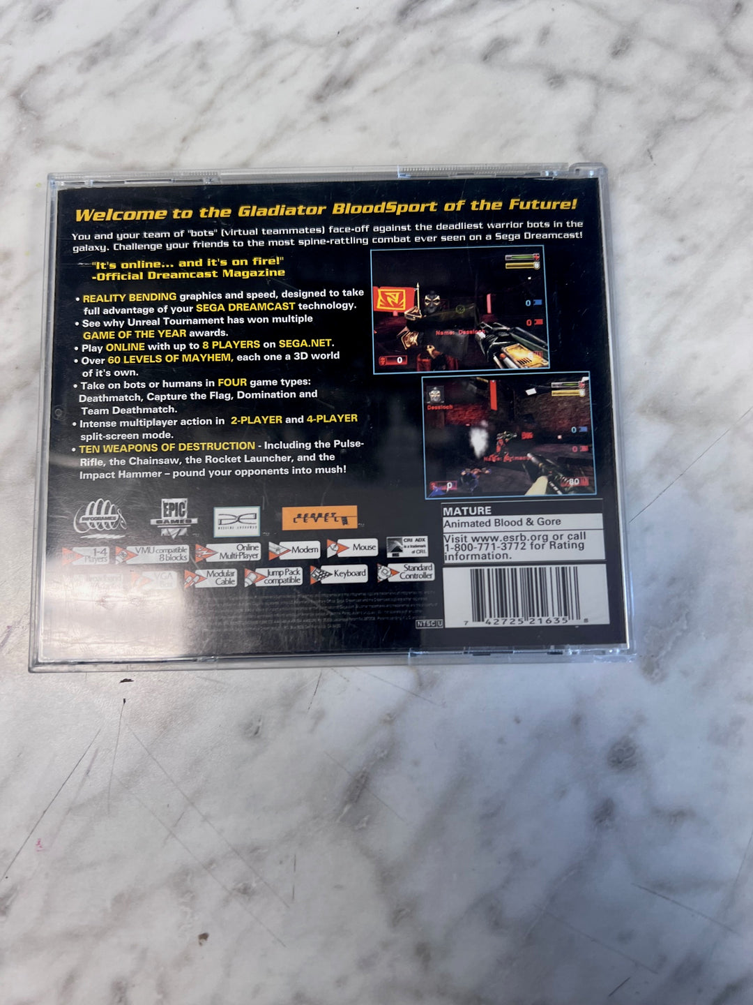 Unreal Tournament Sega Dreamcast CASE & MANUAL ONLY CO82725