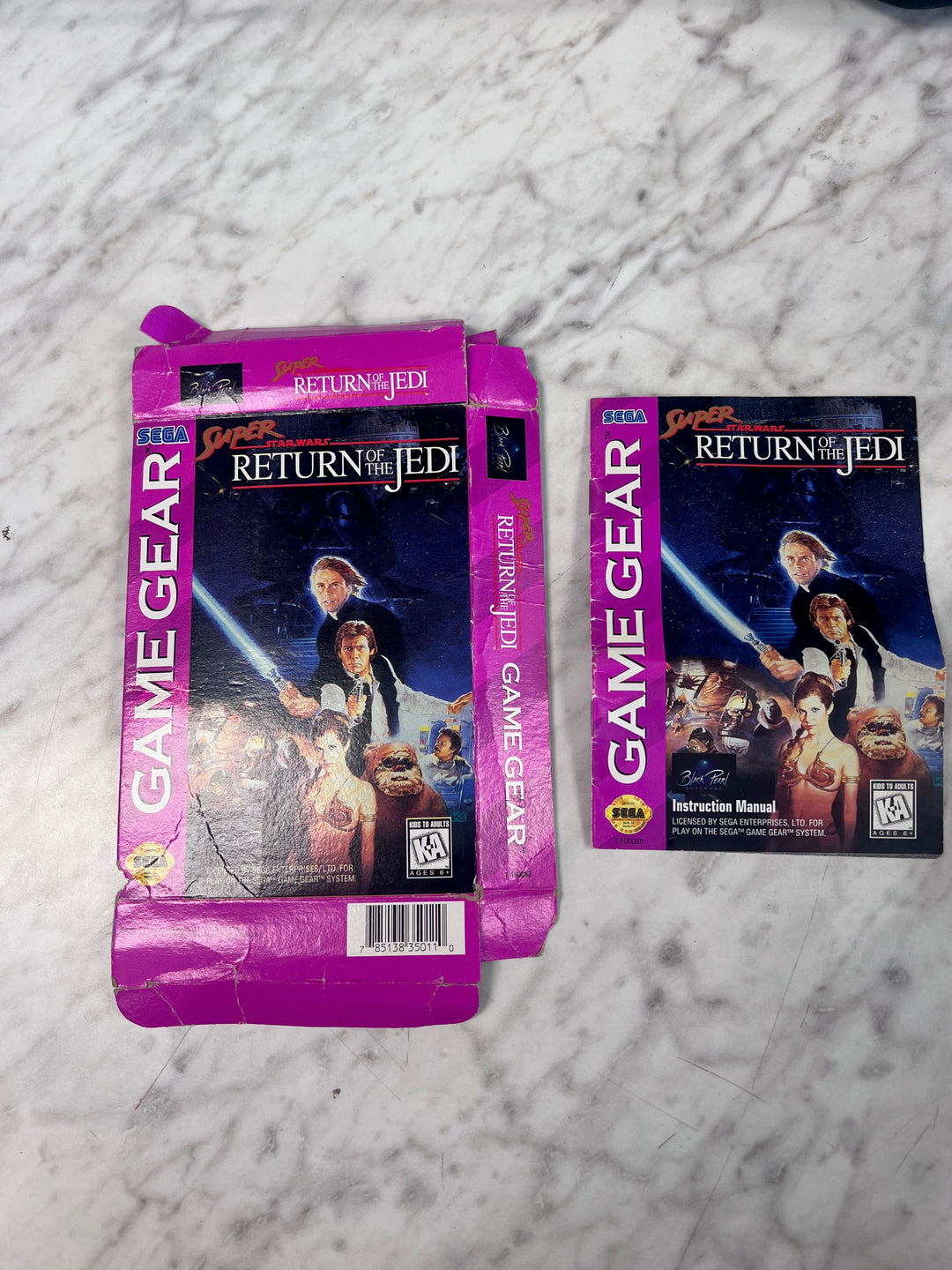 Super Return of the Jedi Sega Game Gear BOX & MANUAL ONLY Squished CO82725