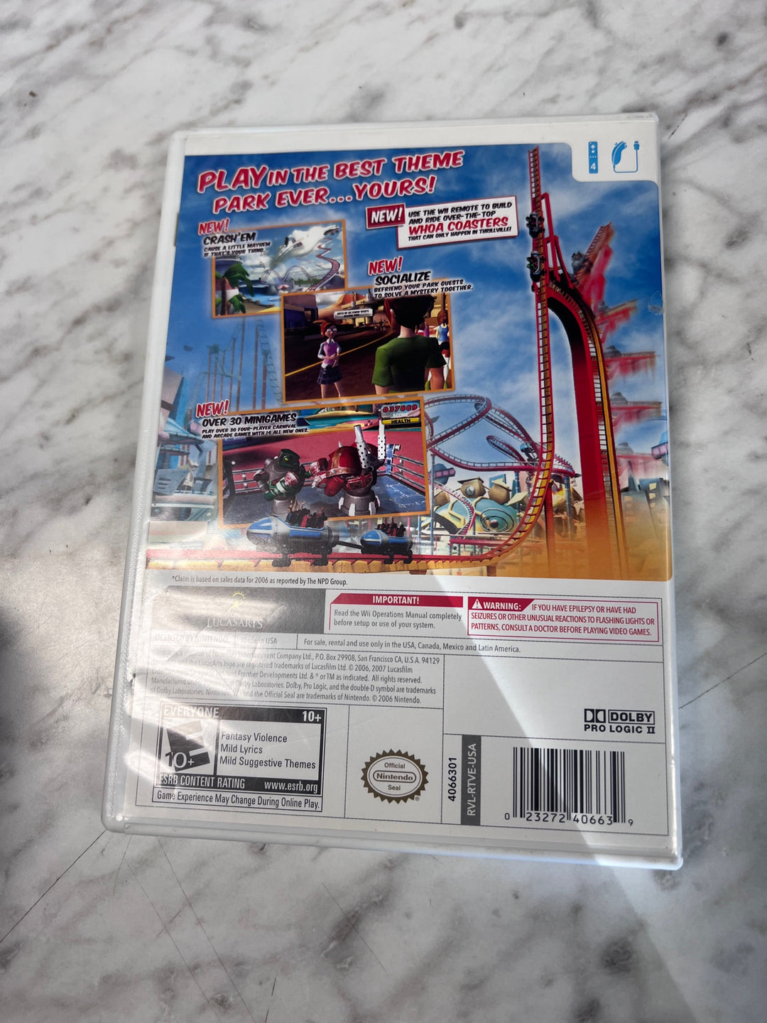Thrillville Off the Rails Nintendo Wii CASE & MANUAL ONLY CO82725