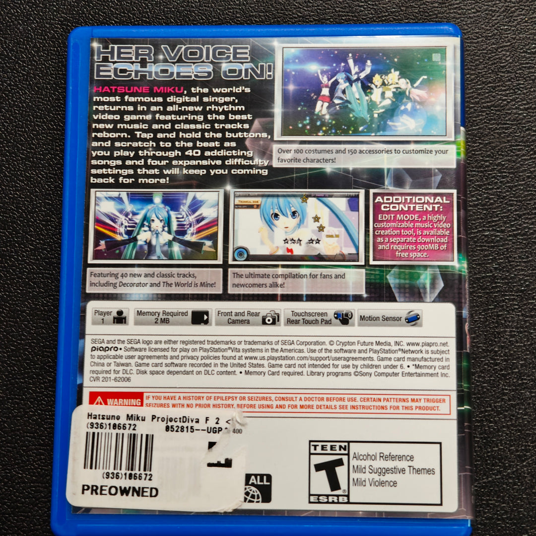 Hatsune Miku: Project DIVA F 2nd PS Vita Playstation CASE ONLY - CO62726