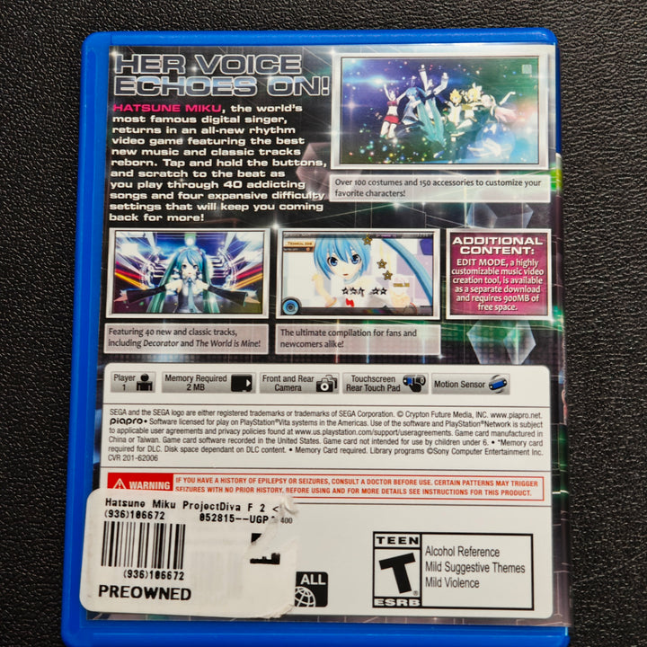 Hatsune Miku: Project DIVA F 2nd PS Vita Playstation CASE ONLY - CO62726