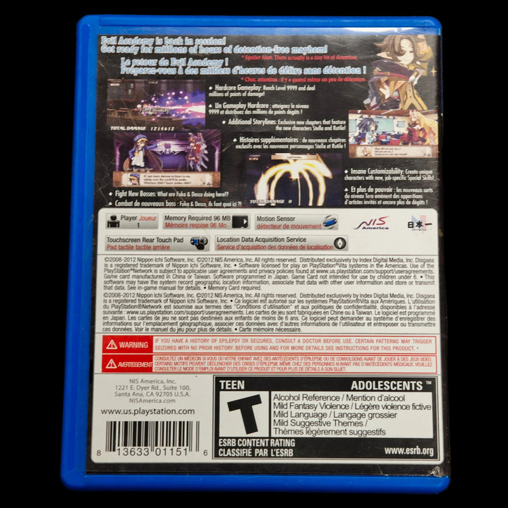 Disgaea 3 Absence of Detention PS Vita Playstation CASE ONLY - CO62726