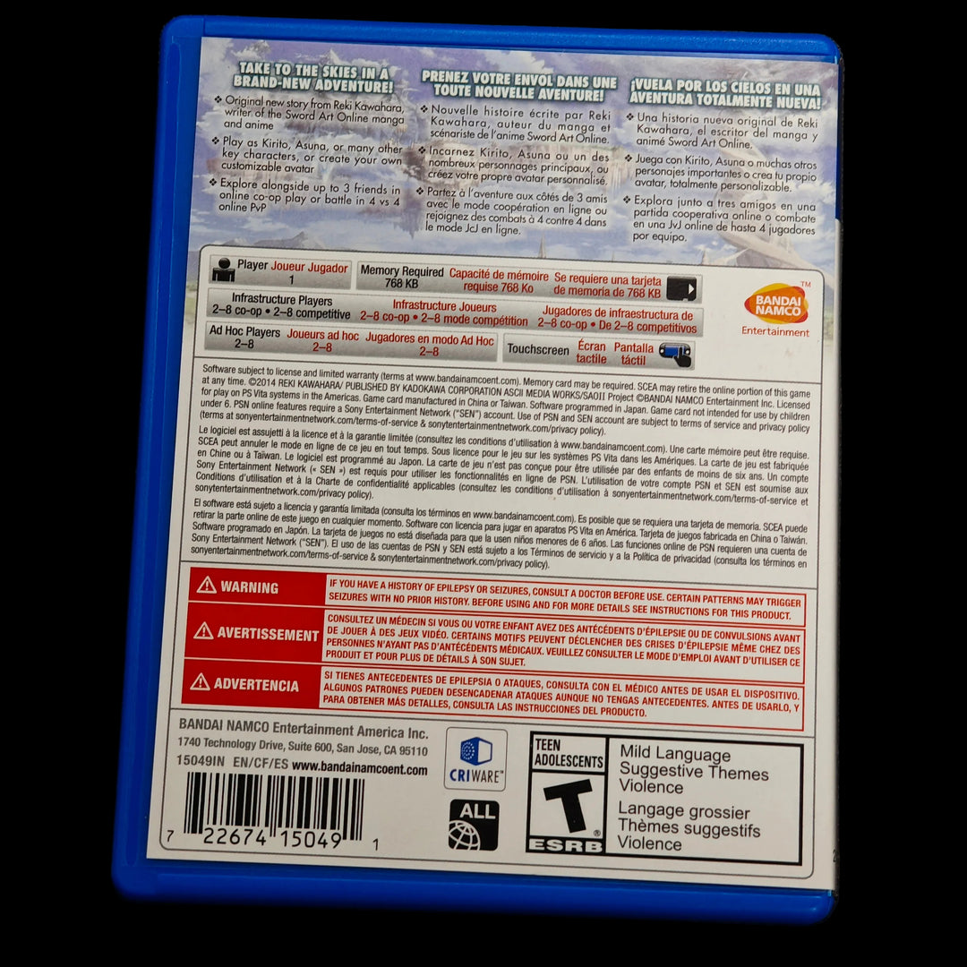 Sword Art Online: Lost Song PS Vita Playstation CASE ONLY - CO62726