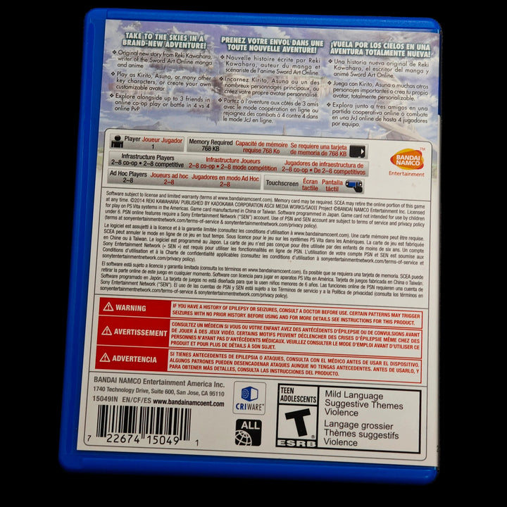 Sword Art Online: Lost Song PS Vita Playstation CASE ONLY - CO62726