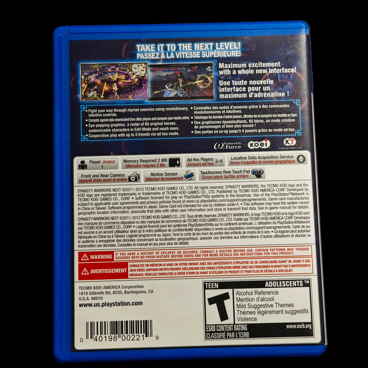 Dynasty Warriors Next PS Vita Playstation CASE ONLY - CO62726