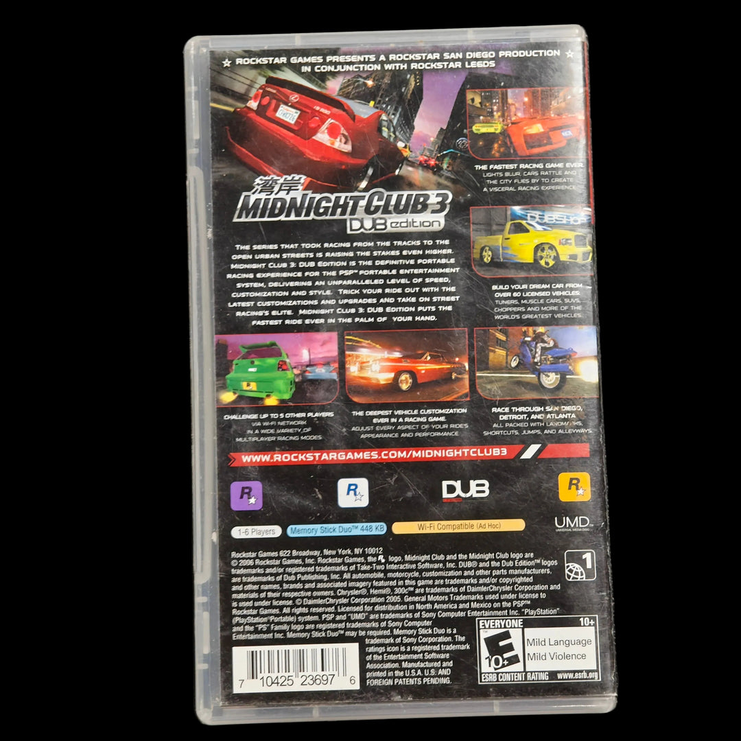 Midnight Club 3 DUB Edition PSP Playstation CASE & MANUAL ONLY - CO62726