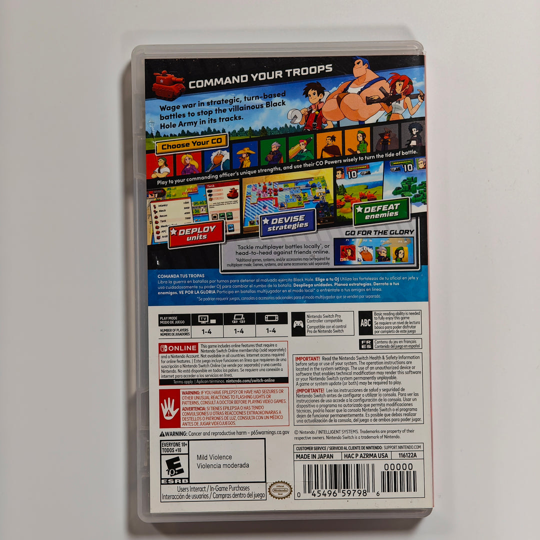 Advance Wars 1+2: Re-Boot Camp Nintendo Switch CASE ONLY - CO62726