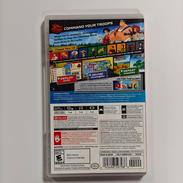 Advance Wars 1+2: Re-Boot Camp Nintendo Switch CASE ONLY - CO62726