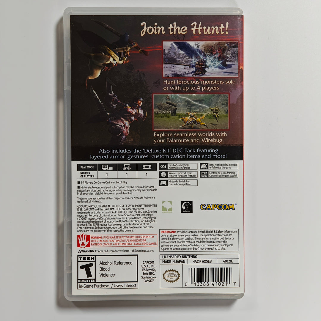 Monster Hunter Rise Deluxe Edition Nintendo Switch CASE ONLY - CO62726