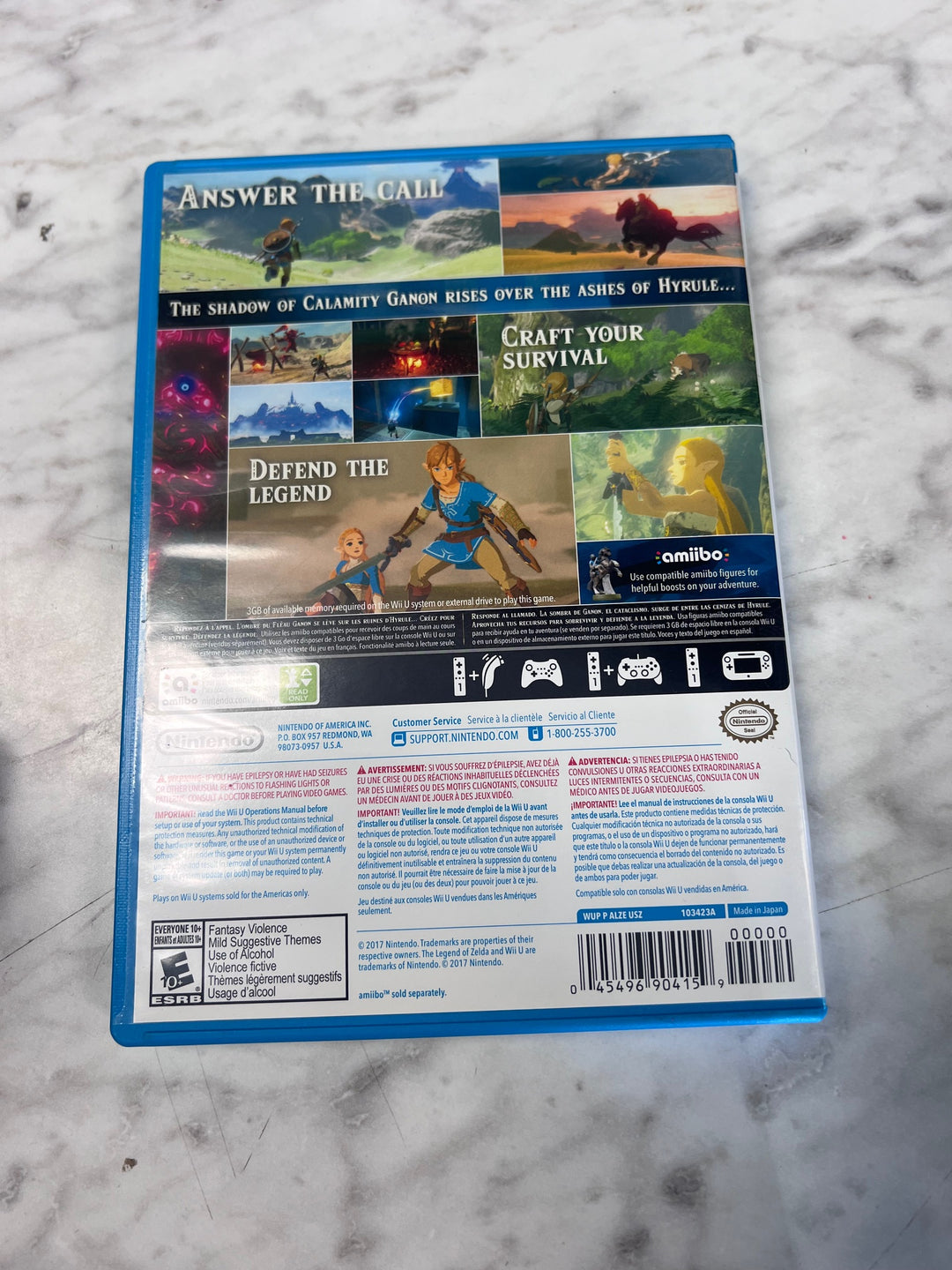 The Legend of Zelda Breath of the Wild Nintendo Wii U CASE ONLY CO82725