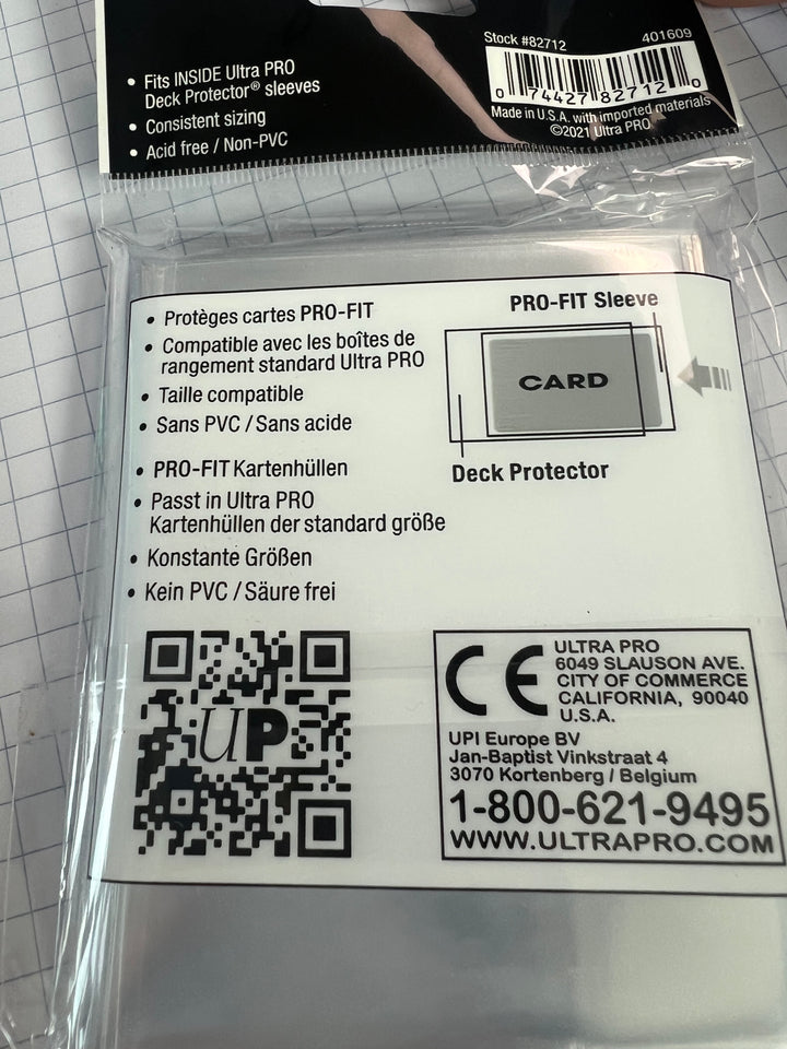 Ultra Pro Inner Deck Protector Sleeves PRO-Fit Standard - 100 Pack NA61026