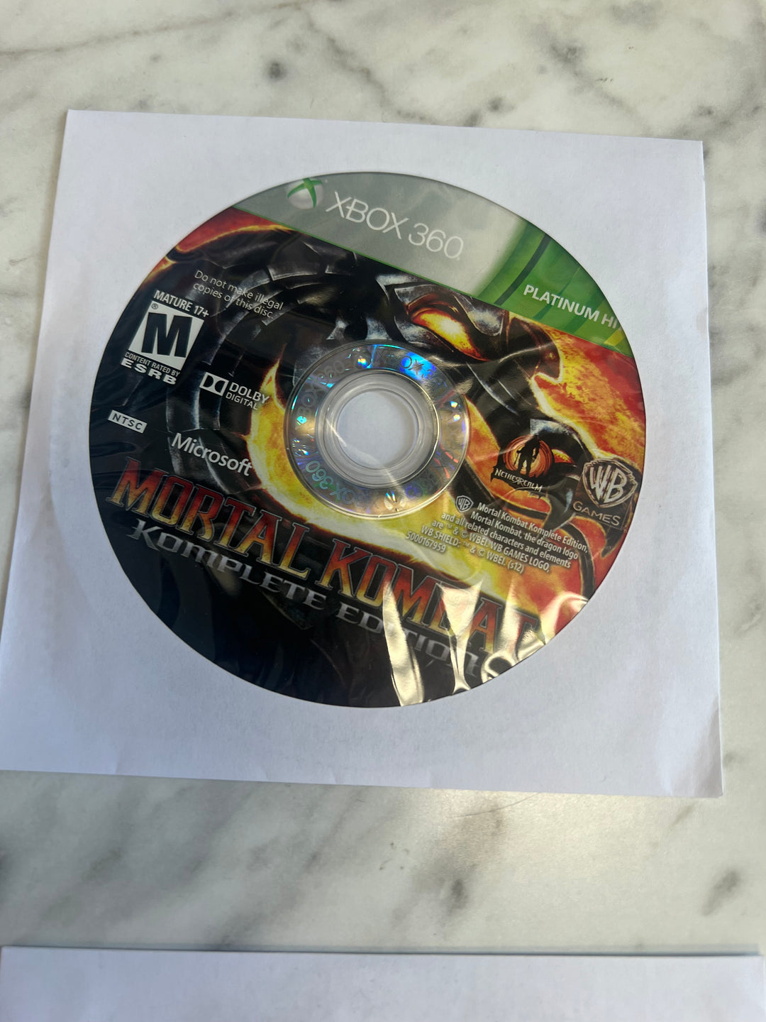 Mortal Kombat Komplete Edition Disc only Microsoft Xbox 360 519DO