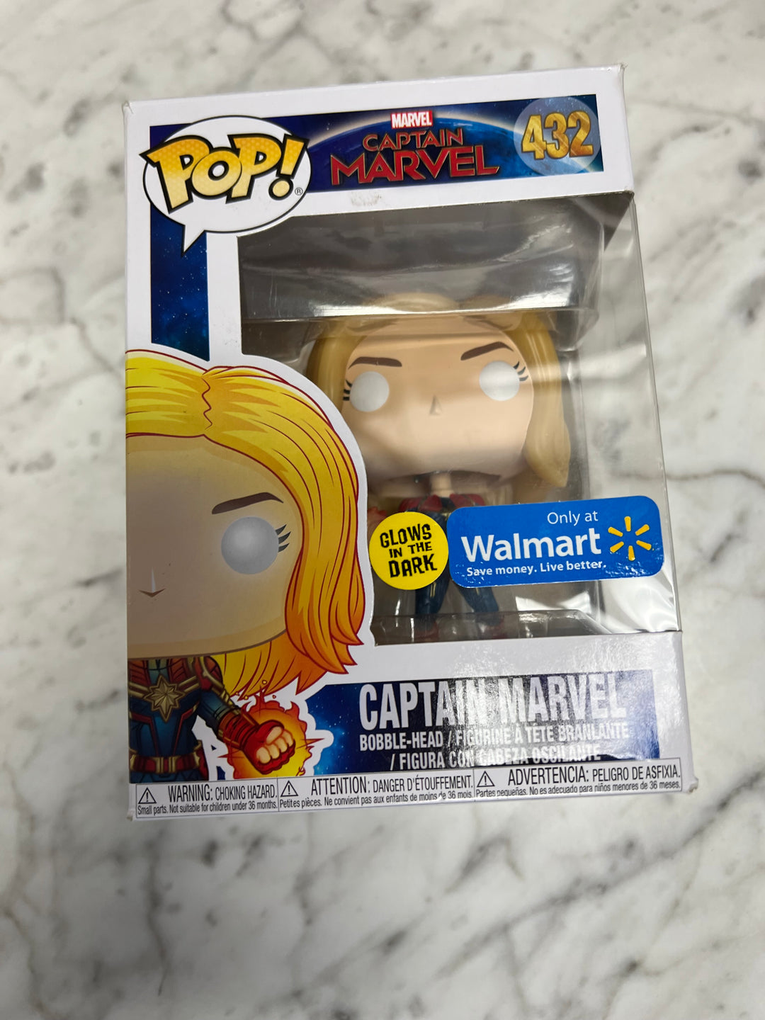 Funko POP! Marvel - Captain Marvel #432 - Glow In The Dark - Walmart Exclusive FP111124