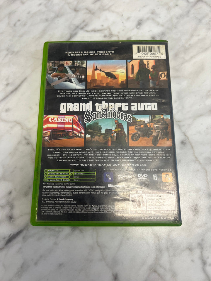 Grand Theft Auto San Andreas Original Xbox Case and Manual only