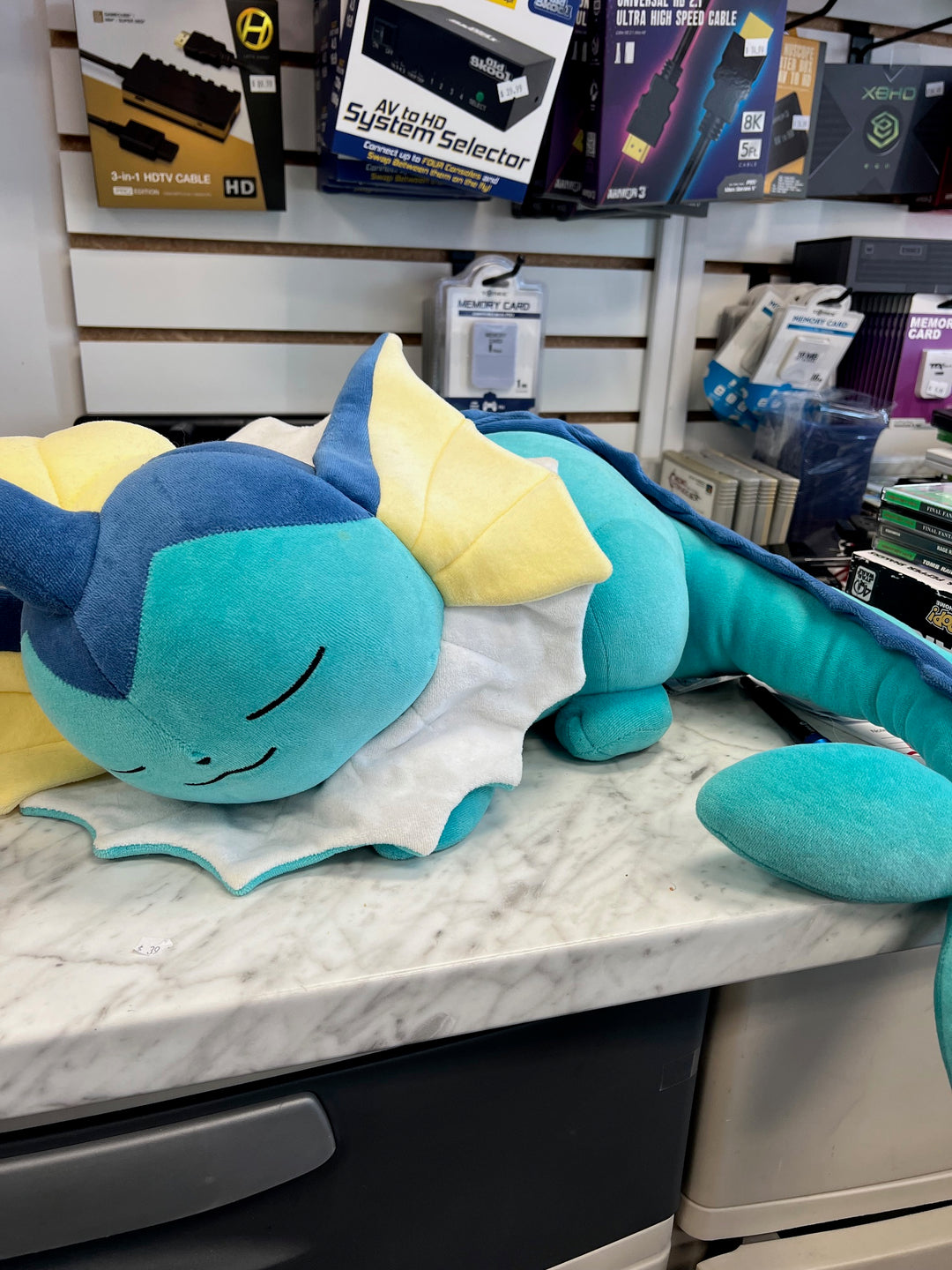 Pokemon Center Vaporeon Sleeping Plush Doll Stuffed Toy Authentic New P61025