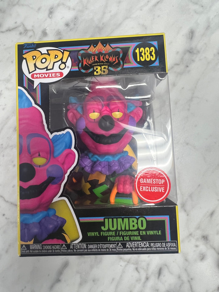 Funko Pop! Killer Klowns from Outer Space JUMBO Vinyl #1383 Black light GameStop FN81324