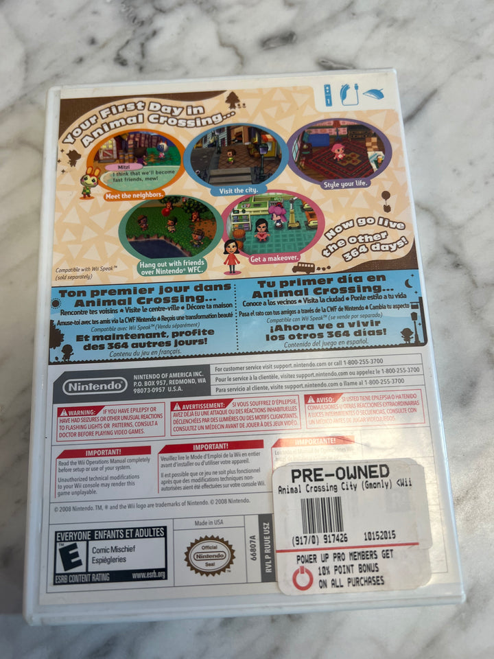 Animal Crossing City Folk Nintendo Wii Case  only
