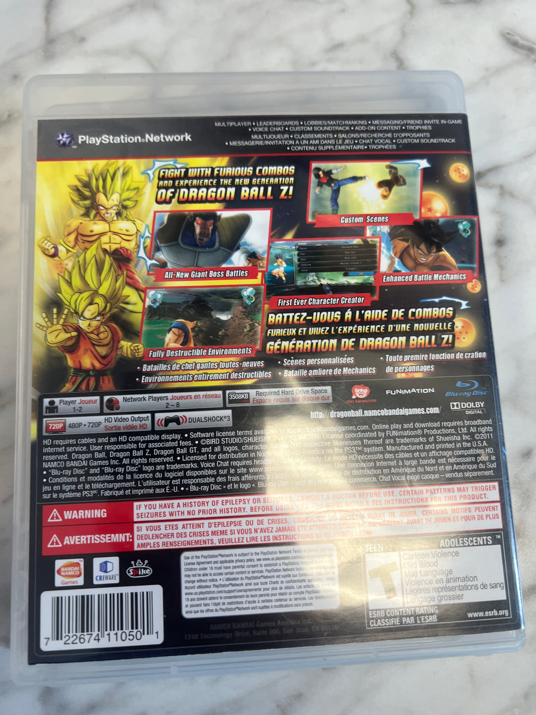 Dragonball Z Ultimate Tenkaichi for PS3 Playstation 3 Case and manual only