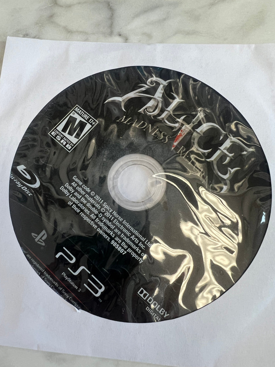 Alice Madness Returns Playstation 3 PS3 Disc Only