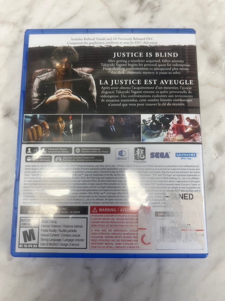 Judgment PS5 CASE ONLY NO GAME CO61125
