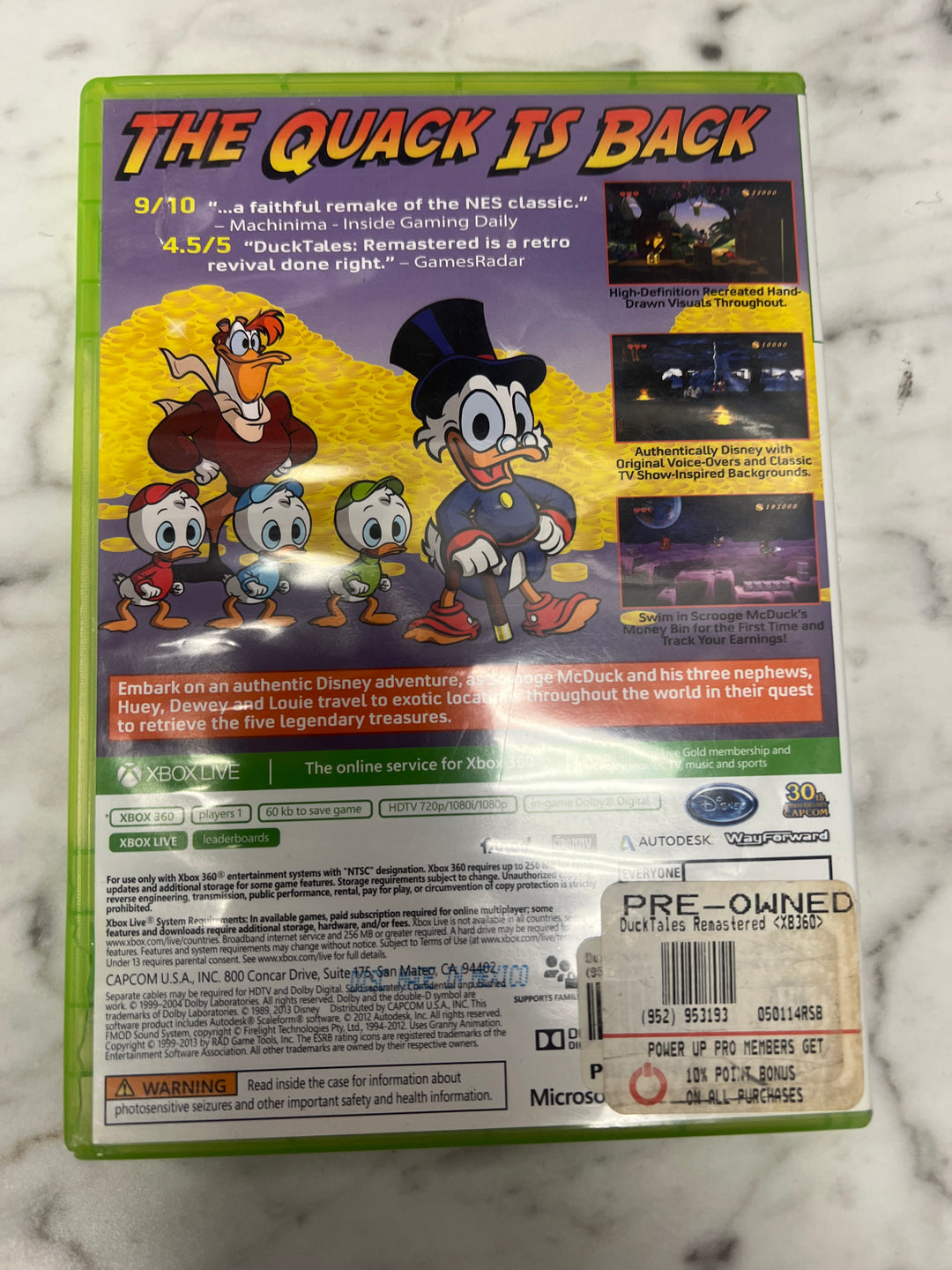 Duck Tales Remastered for Xbox 360 Case ONLY CO111424