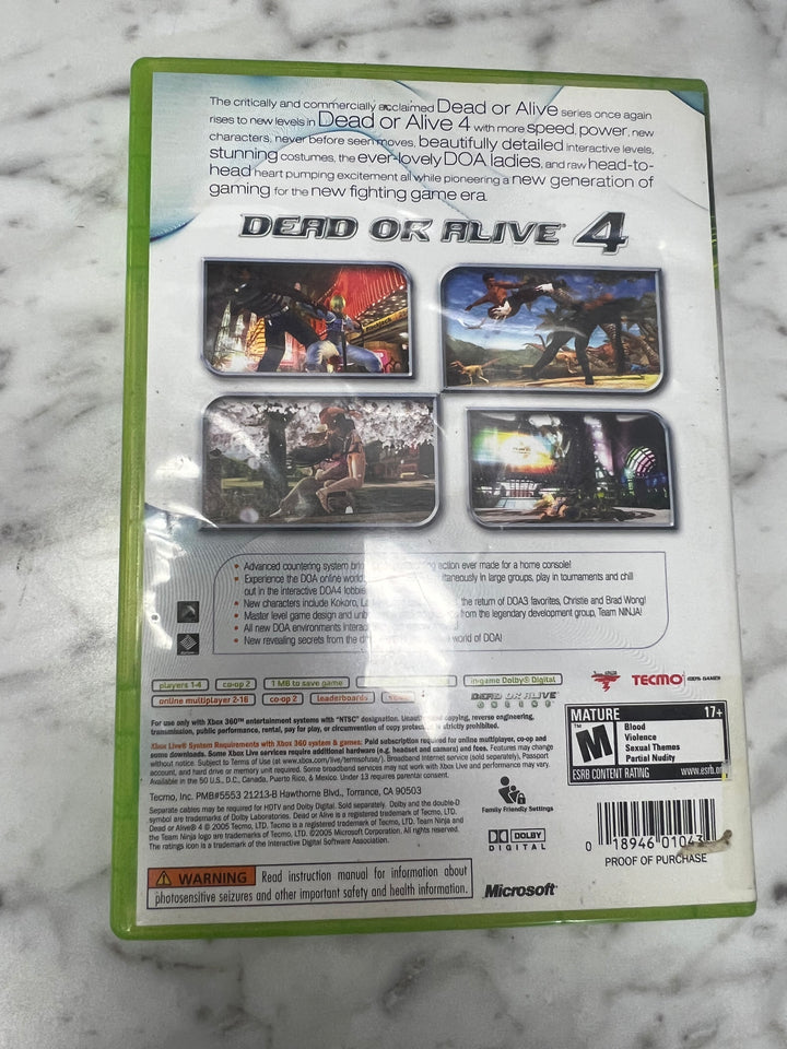 Dead or Alive 4 for Xbox 360 Case and Manual ONLY CO111424