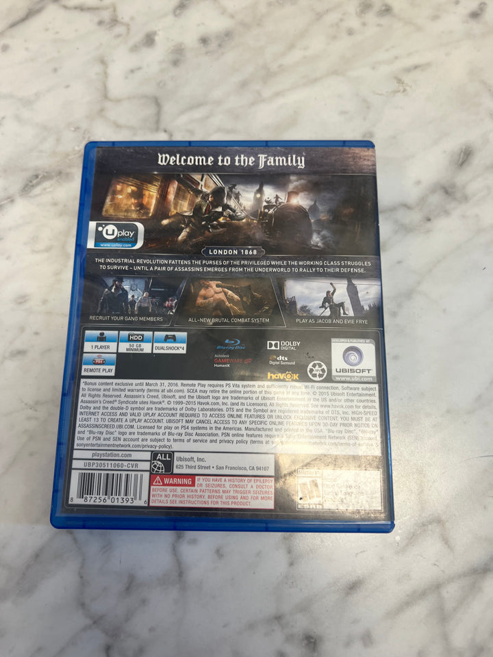 Assassin's Creed Syndicate Limited Edition for Playstation 4 PS4 Used DO529