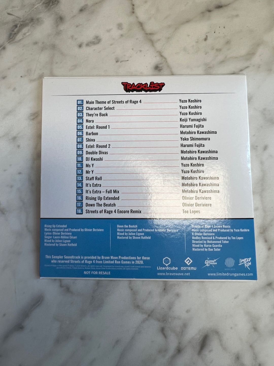 Streets of Rage 4 Limited Run Games Track Selection Original Soundtrack OST CD   O61125