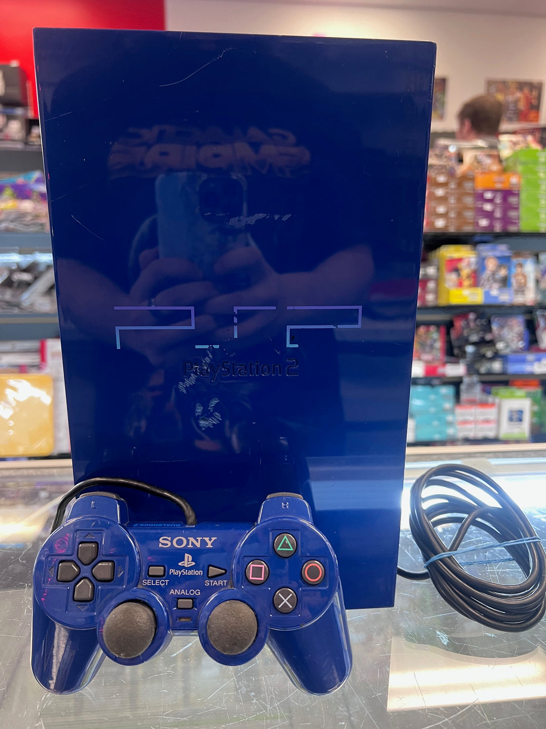 RARE Automotive Astral Blue PS2 Playstation 2 Console w/ controller NTSC Version READ FIRST B121525