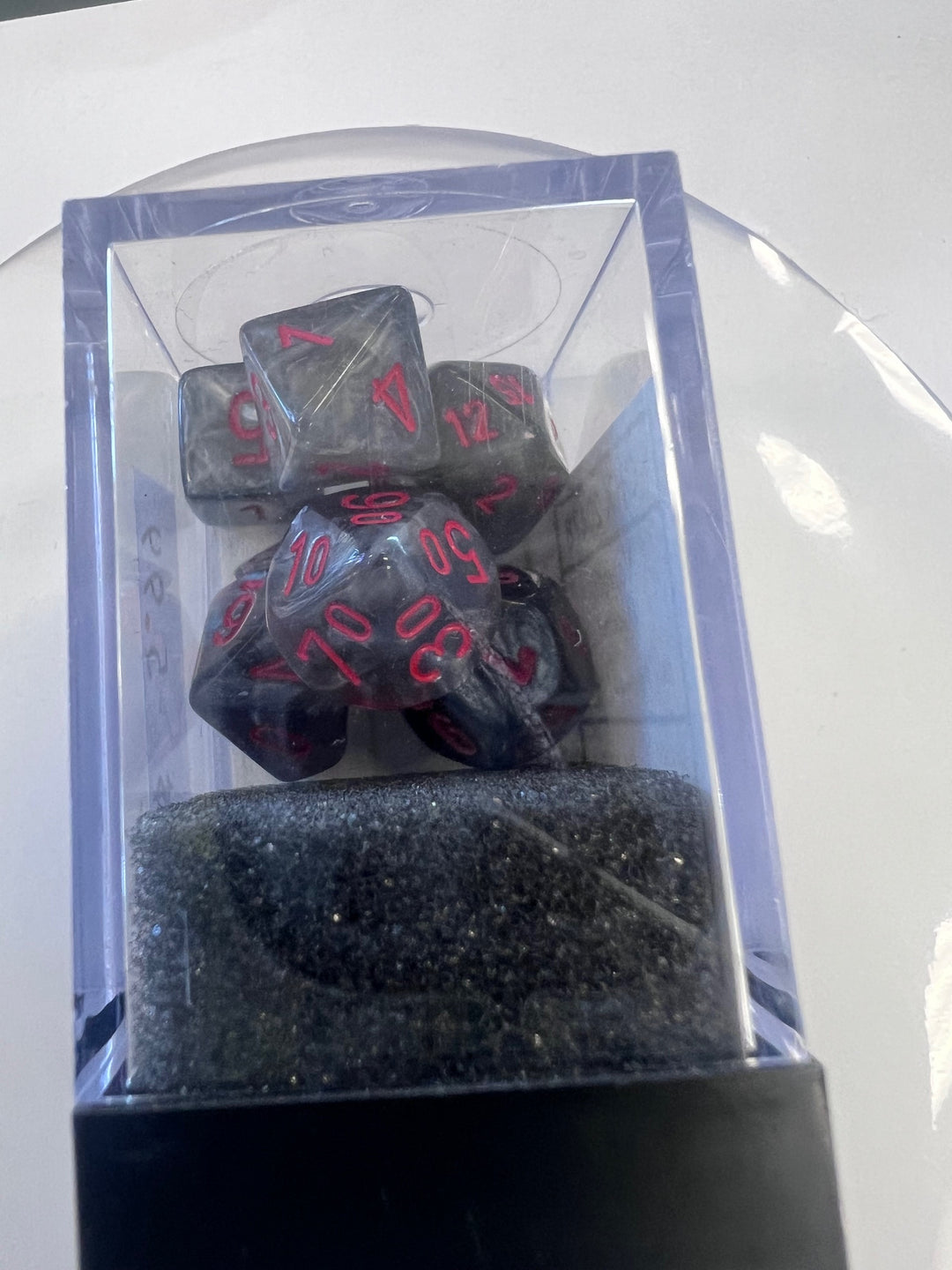 Chessex Mini-Polyhedral 7 Die Dice Set Velvet Black / Red NEW CX9325