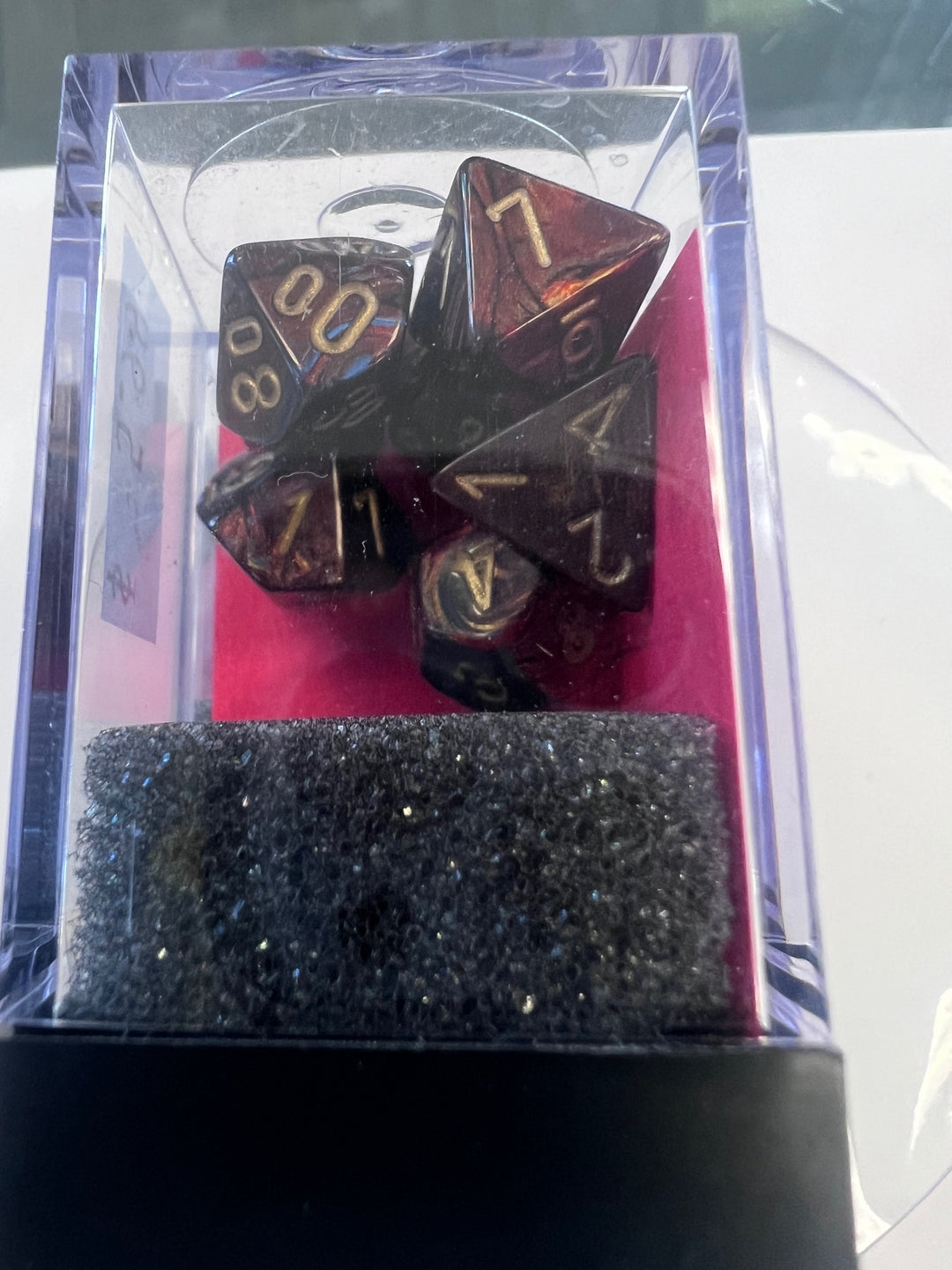 Chessex Mini-Polyhedral 7 Die Dice Set Scarab Blue Blood / Gold NEW CX9325