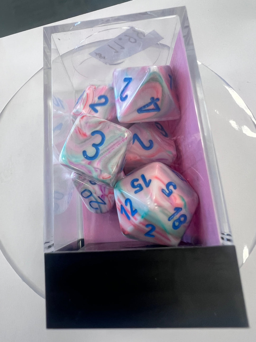 Chessex Polyhedral 7 Die Dice Set Festive Pop Art / Blue  NEW CX9325