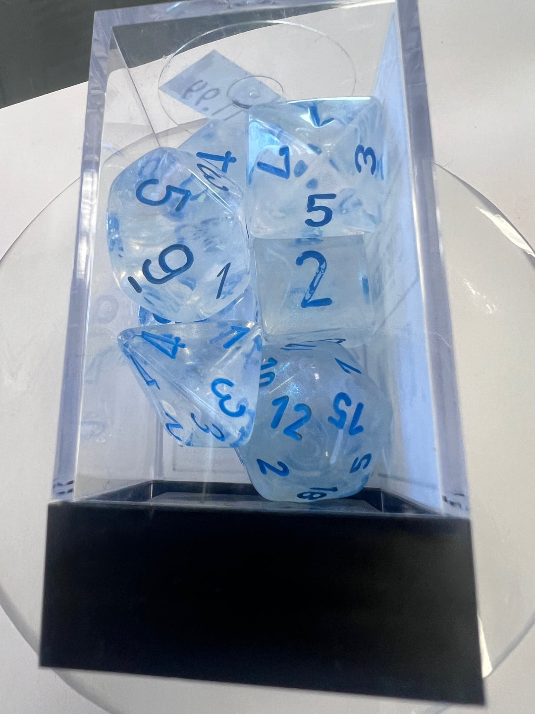 Chessex Polyhedral 7 Die Dice Set Borealis Icicle Blue (Glows in the Dark)  NEW CX9325