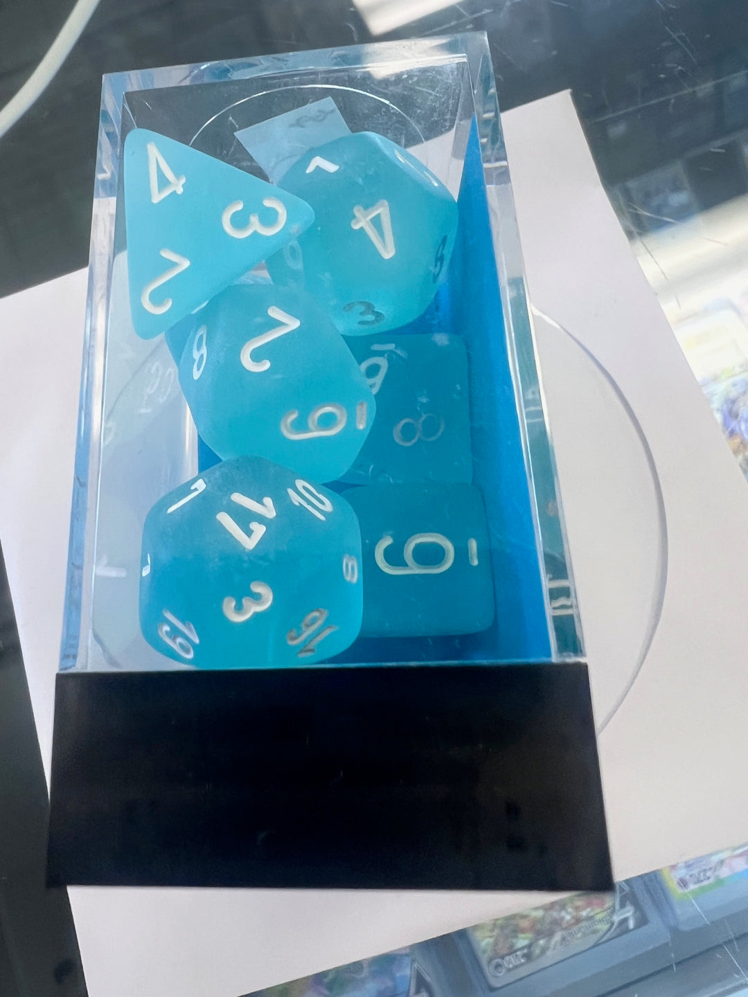 Chessex Polyhedral 7 Die Dice Set Frosted Teal / White NEW CX9325