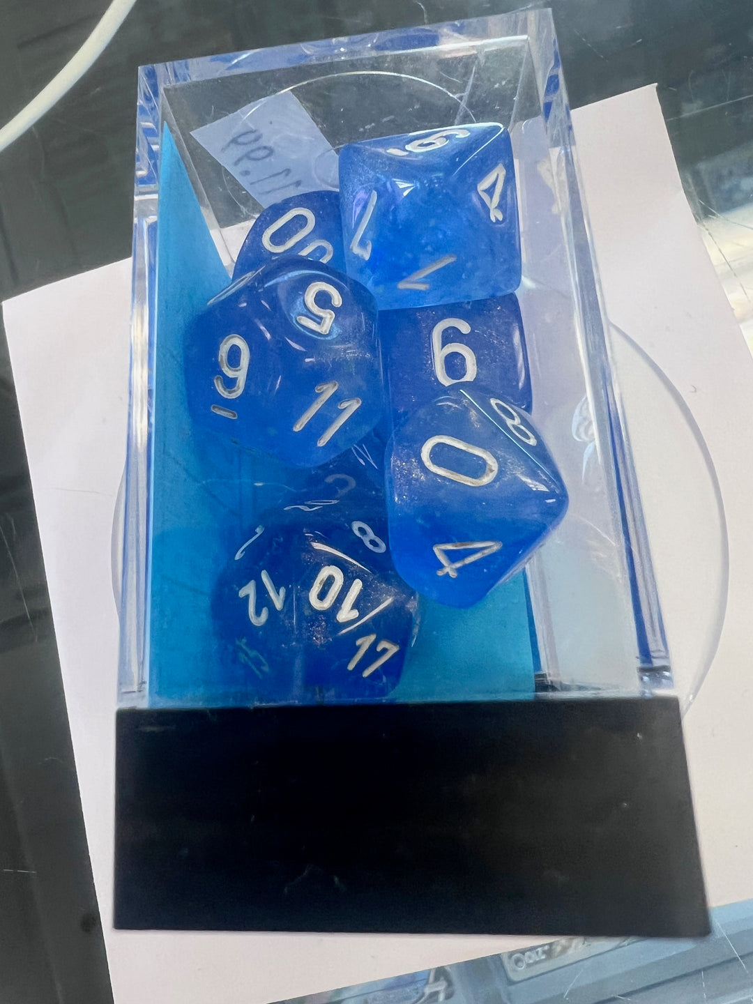 Chessex Polyhedral 7 Die Dice Set Borealis Sky Blue / White NEW CX9325