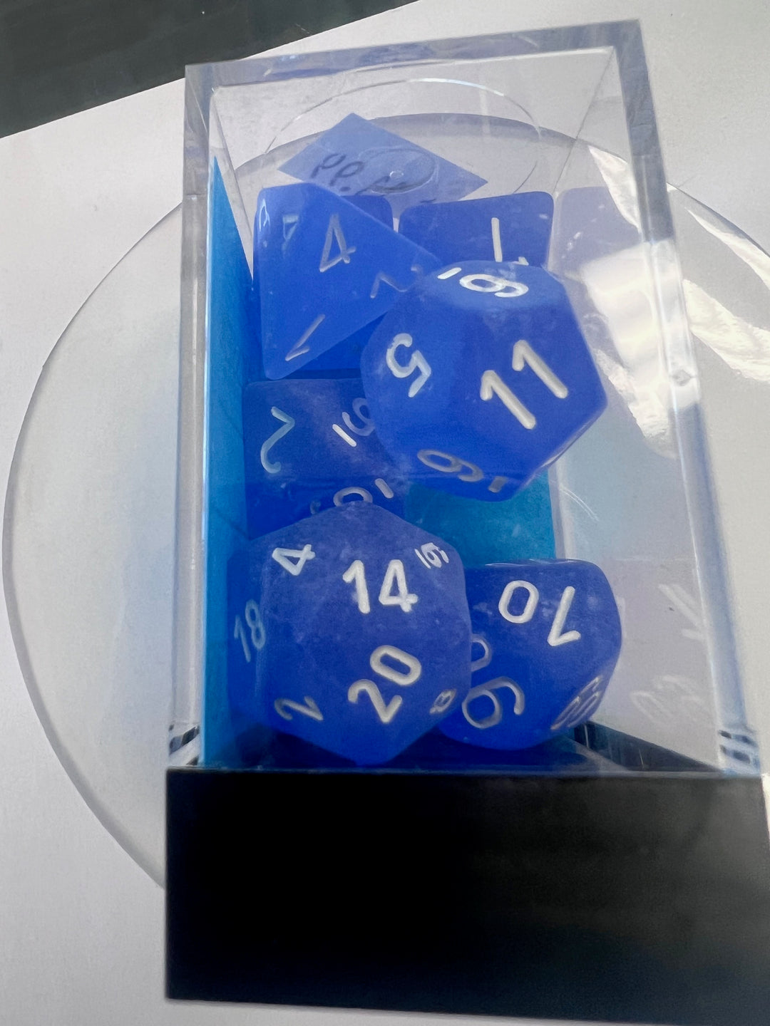 Chessex Polyhedral 7 Die Dice Set Frosted Blue / White NEW CX9325