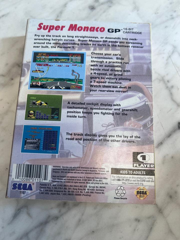 Super Monaco GP Mega Hits Series (Cardboard Box Version sunfade spine) - Sega Genesis C9325