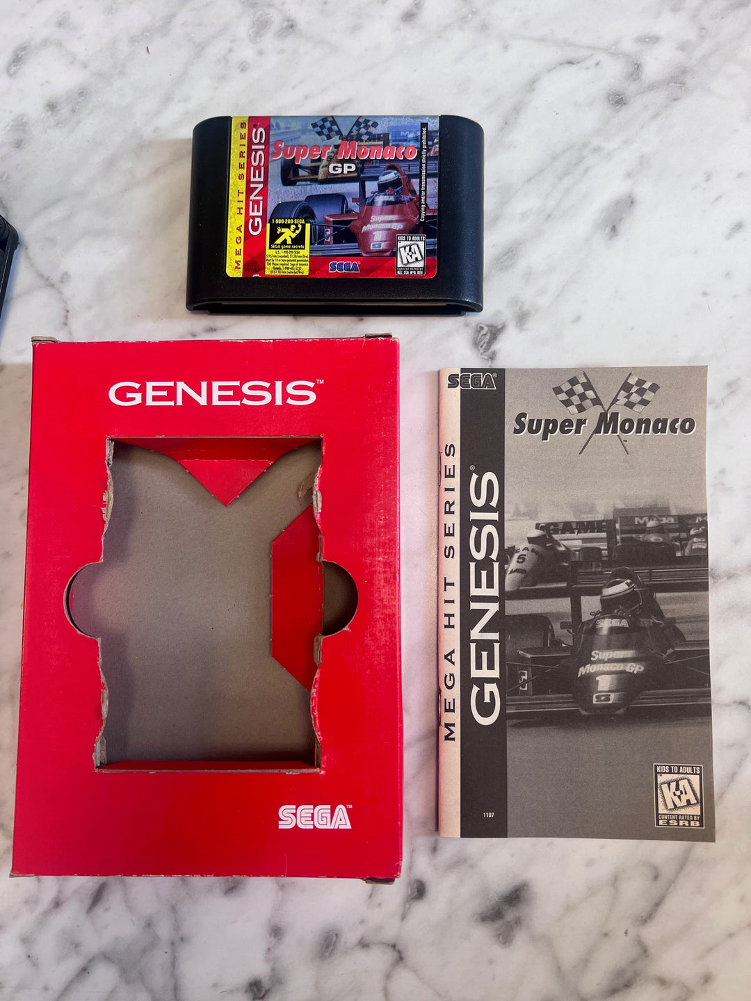 Super Monaco GP Mega Hits Series (Cardboard Box Version sunfade spine) - Sega Genesis C9325
