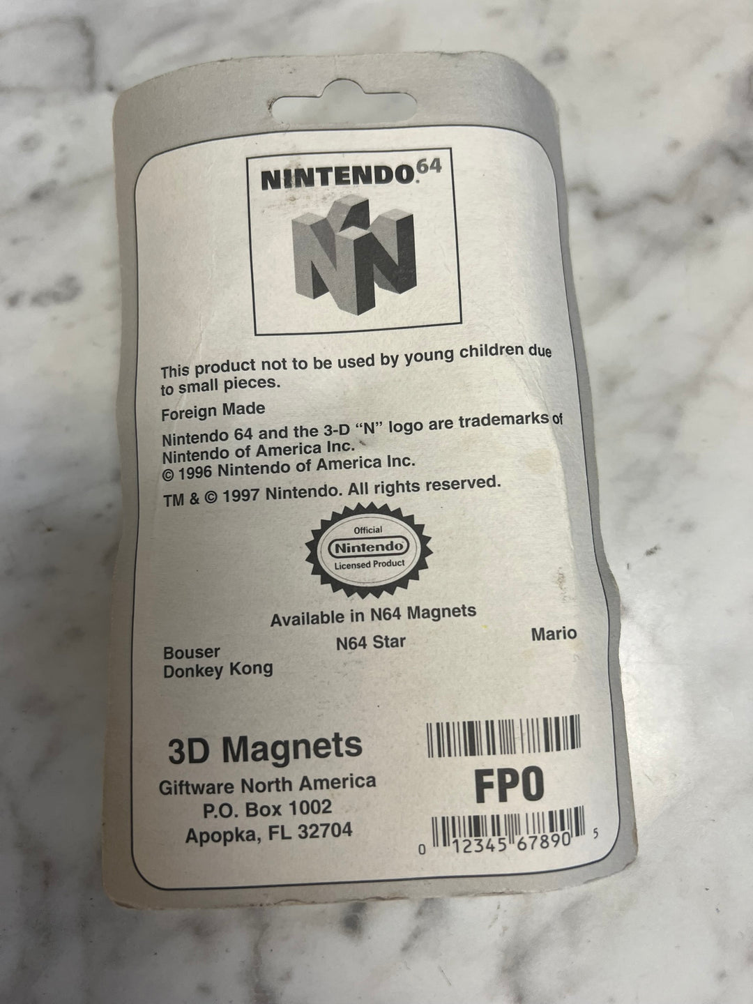 Ultra Rare Vintage Official Nintendo 64 3D Donkey Kong Magnet (1997) NEW NA62226