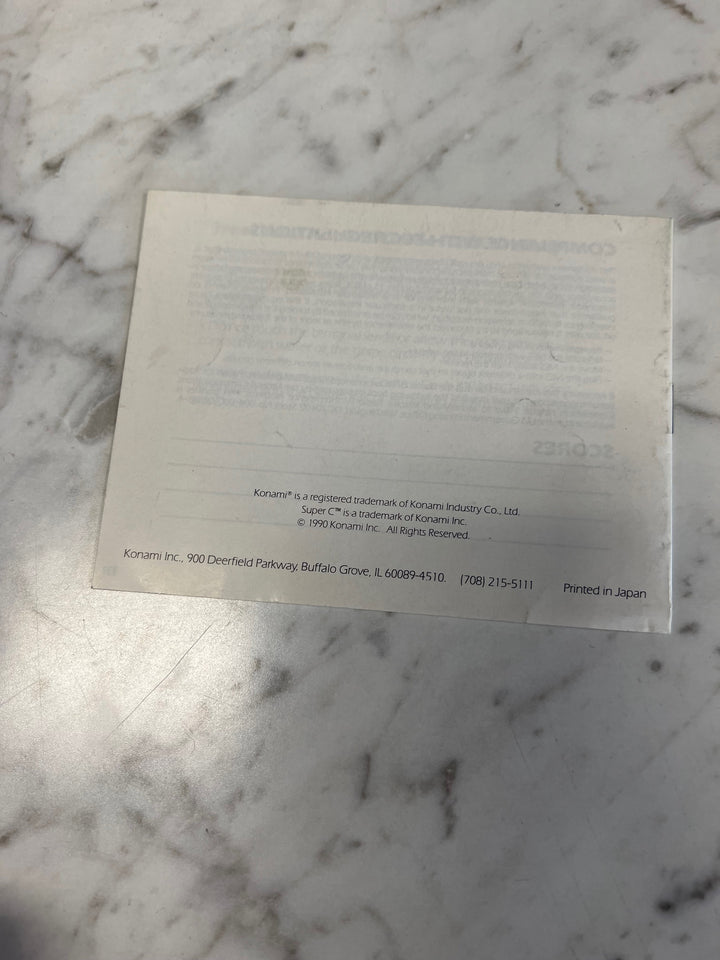 Super C for NES Original Nintendo Manual ONLY MO61125