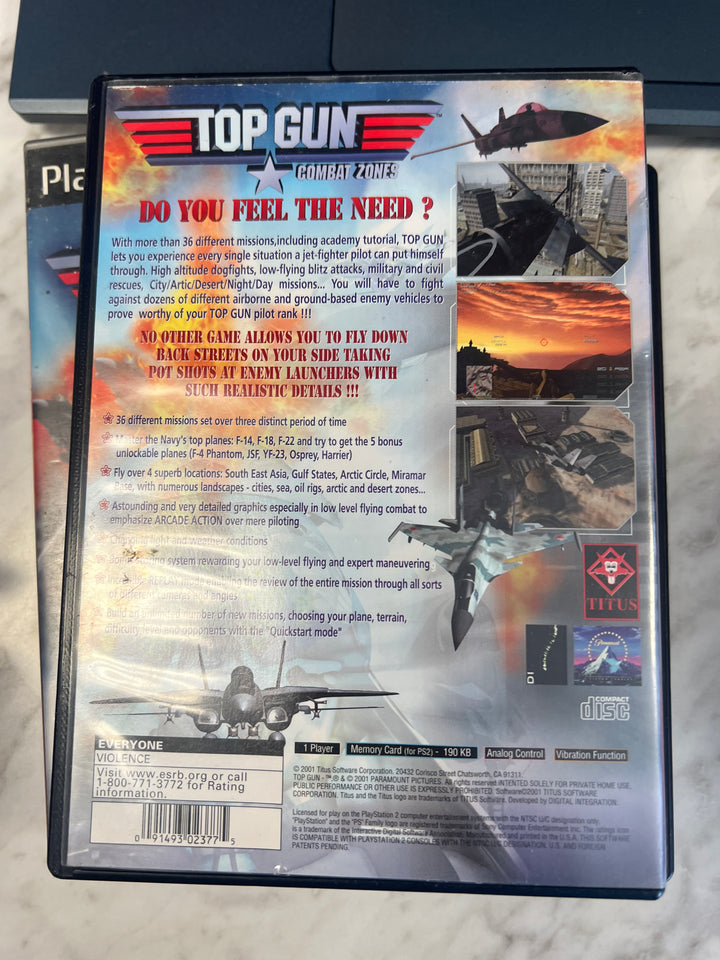 Top Gun Combat Zones for Playstation 2 PS2 in case Used. Tested and Working.     DO62924