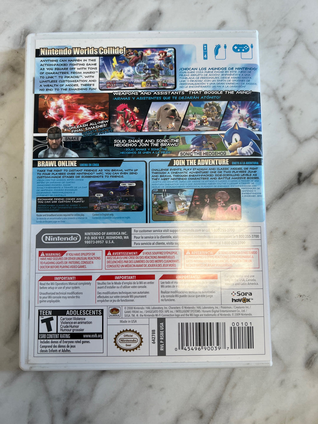 Super Smash Bros Brawl for Nintendo Wii Case and manual Only No Disc DO82824