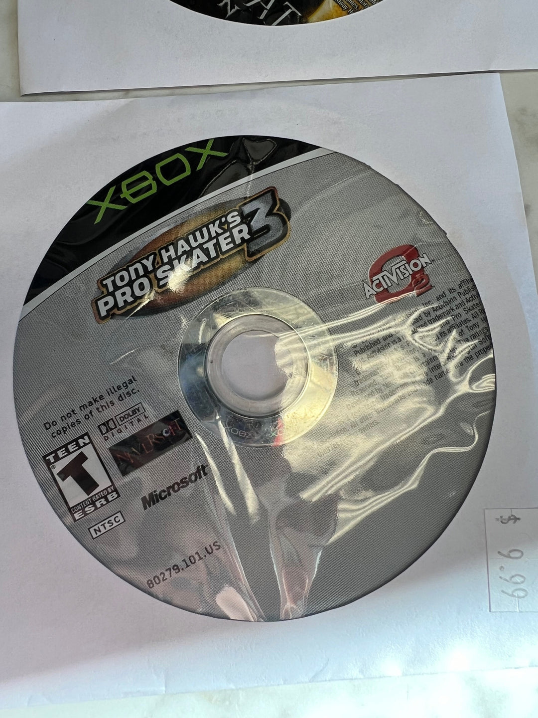 Tony Hawk's Pro Skater 3 for Original Microsoft Xbox DISC ONLY    DO112024